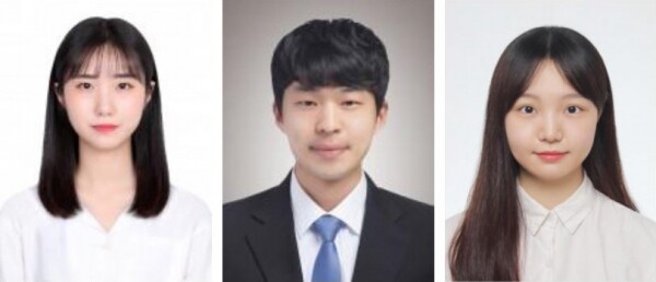 ‘DialDoc2021’에서 ‘텍스트 생성’ 부문 1위를 차지한 건국대 김보은, 이도행, 이예진씨. 사진=건국대 제공