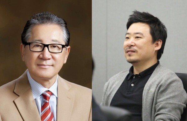 2019 '한양경영대상' 수상자인 이홍기 골드라인그룹 회장(좌) 황영우 온더리버 대표이사(우) (사진: 한양대 제공)