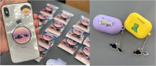위더스에서 제작한 독도 액세서리(그립톡, 아크릴 열쇠고리). 사진=경상대 제공