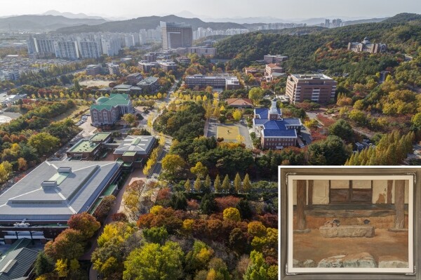계명대가 학생들을 위해 '버추얼 홈커밍' 영상을 제작해 코로나 종식과 학생을 기다리는 마음을 전하고 있다.(우측하단 이원희 교수 미술작품) 사진=계명대 제공