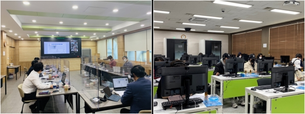  창원대 LINC+사업단이 구축한 '언택트 교육 공간'을 촬영한 사진. 사진=창원대 제공