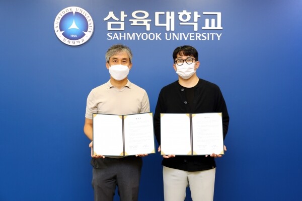 [사진] 왼쪽부터 삼육대 인성교육원 최경천 원장, 사회적기업 심금 곽다빈 대표