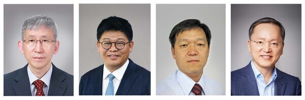 KAIST 2021년 자랑스런 동문상을 수상자들. (좌측부터) 장석복 KAIST 화학과 특훈교수, 안현실 한국경제신문 AI경제연구소장·논설전문위원, 성환호 피에스텍 대표이사, 박학규 삼성전자 사장. 사진=KAIST 제공