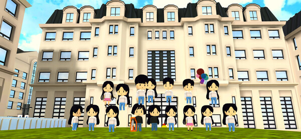 숙명여대 신입생 아바타들이 약학대학 앞에서 기념촬영을 하고 있다. 사진=숙명여대 제공