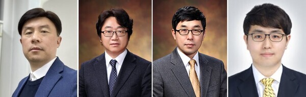 (왼쪽부터) 김주헌 화학신소재공학부 교수, 이성혁·최해진 기계공학부 교수, 문장혁 에너지시스템공학부 교수. 사진=중앙대 제공