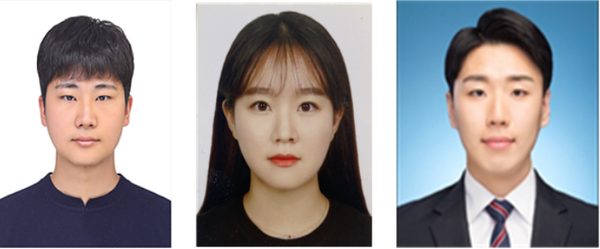 (왼쪽부터) 서울시립대 기계정보공학과 최정현(4학년), 임예은(4학년), 박종훈(석사과정)씨. 사진=서울시립대 제공