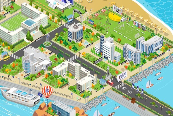 한국해양대 메타버스 전시관 BLOSOME TOWN 모형도. 자료=한국해양대 