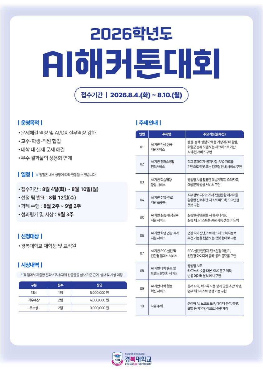 경복대, ‘2026학년도 AI해커톤대...